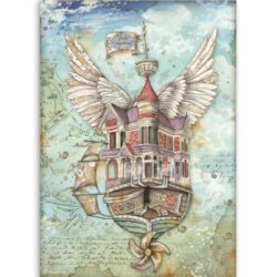 stamperia rice paper a4 lady vagabond dfsa4521 flying ship