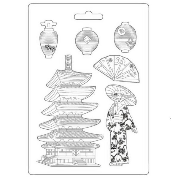 stamperia maxi mould a4 k3pta4509 sir vagabond in japan pagoda