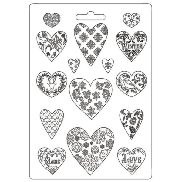 stamperia maxi mould a4 k3pta4501 christmas patchwork hearts