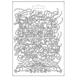 stamperia texture impressions mould a5 k3pta5614 romantic garden house calligraphy