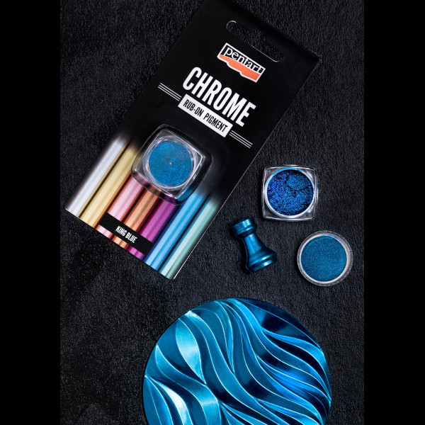 pentart rub on pigment chrome effect king blue