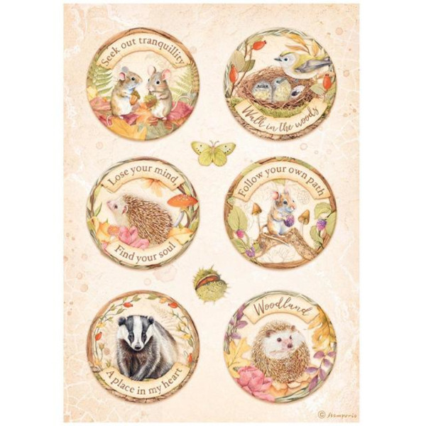 Stamperia Rice Paper A4 DFSA4819 Woodland Rounds