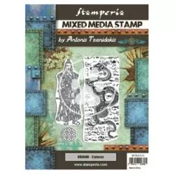 stamperia mixed media mounted rubber stamp 15x20 wtkat23 sir vagabond in japan dragon